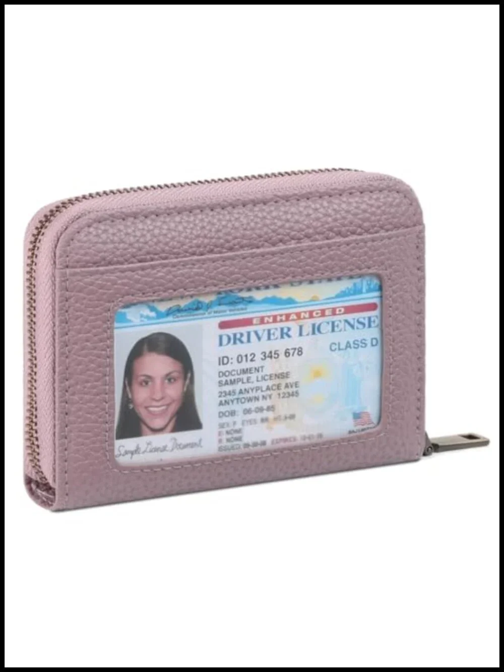 RFID Blocking Leather Compact Card Holder with ID Window